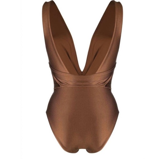 NWT ZIMMERMANN Raie Wrap Plunge One-Piece Swimsuit Tan Women’s Size Large - Picture 3 of 8